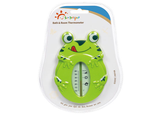 La rana ha modellato il bagno del bambino dell'ABS ed il termometro verdi della stanza