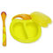 Ciotole d'alimentazione e cucchiai del bambino facile giallo LIBERO della presa di BPA