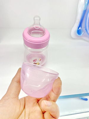 Fabbricazione alimentare in silicone con capezzolo a collo largo, bottiglia per l'alimentazione del bambino, bottiglie di latte in plastica senza BPA