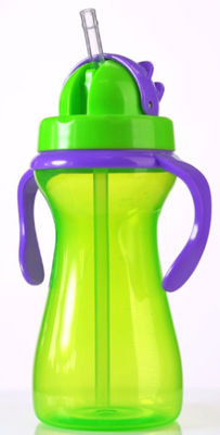 Il bambino porpora verde di 9oz 290ml ha pesato Straw Cup With Handle