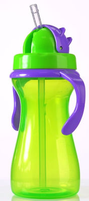 Il bambino porpora verde di 9oz 290ml ha pesato Straw Cup With Handle