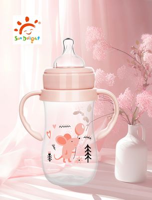 9oz 260ml PP Largo Collo Arco Bottiglia di Nutrimento Bambino Colore Rosa